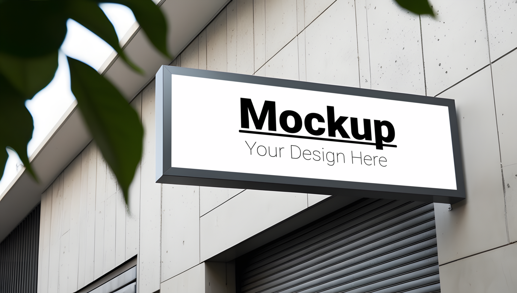 Mockup of a sign on a building psd