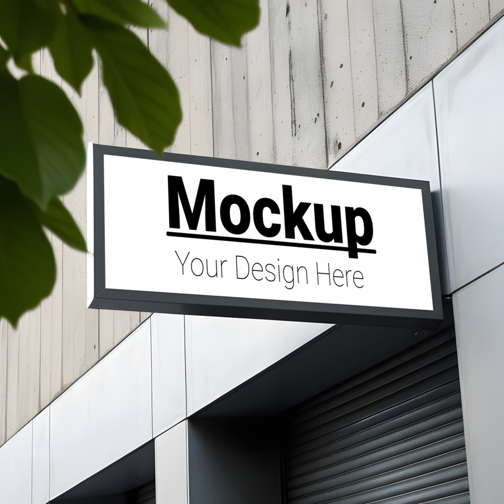 Mockup of a sign on a building psd