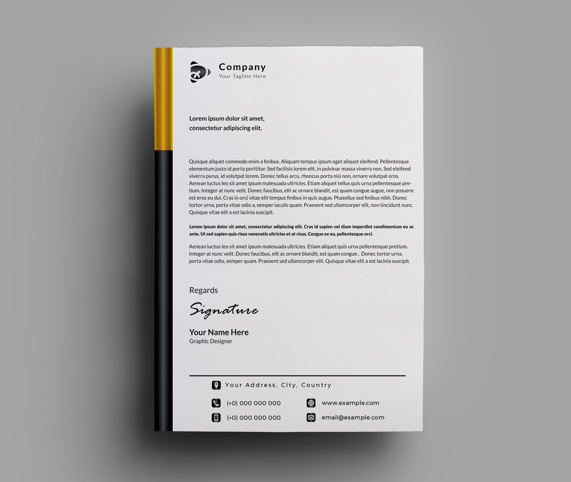 Clean and professional corporate company business letterhead template design. psd