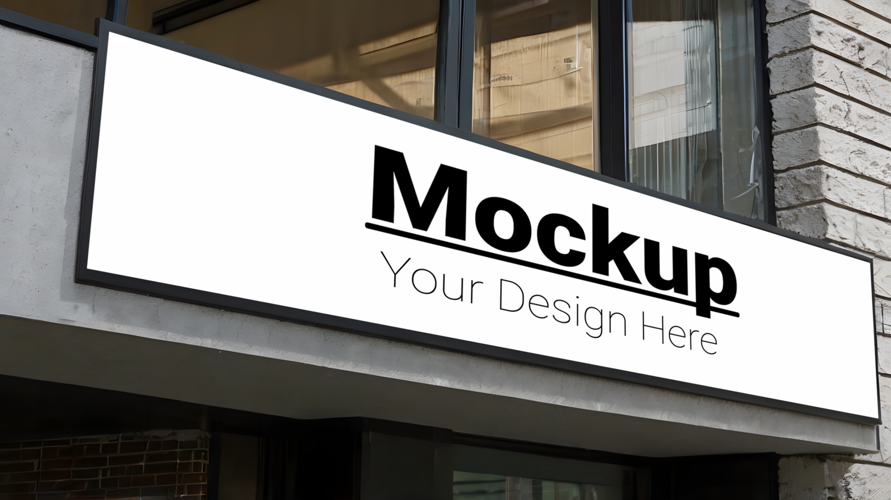 Sign mockup on a building psd
