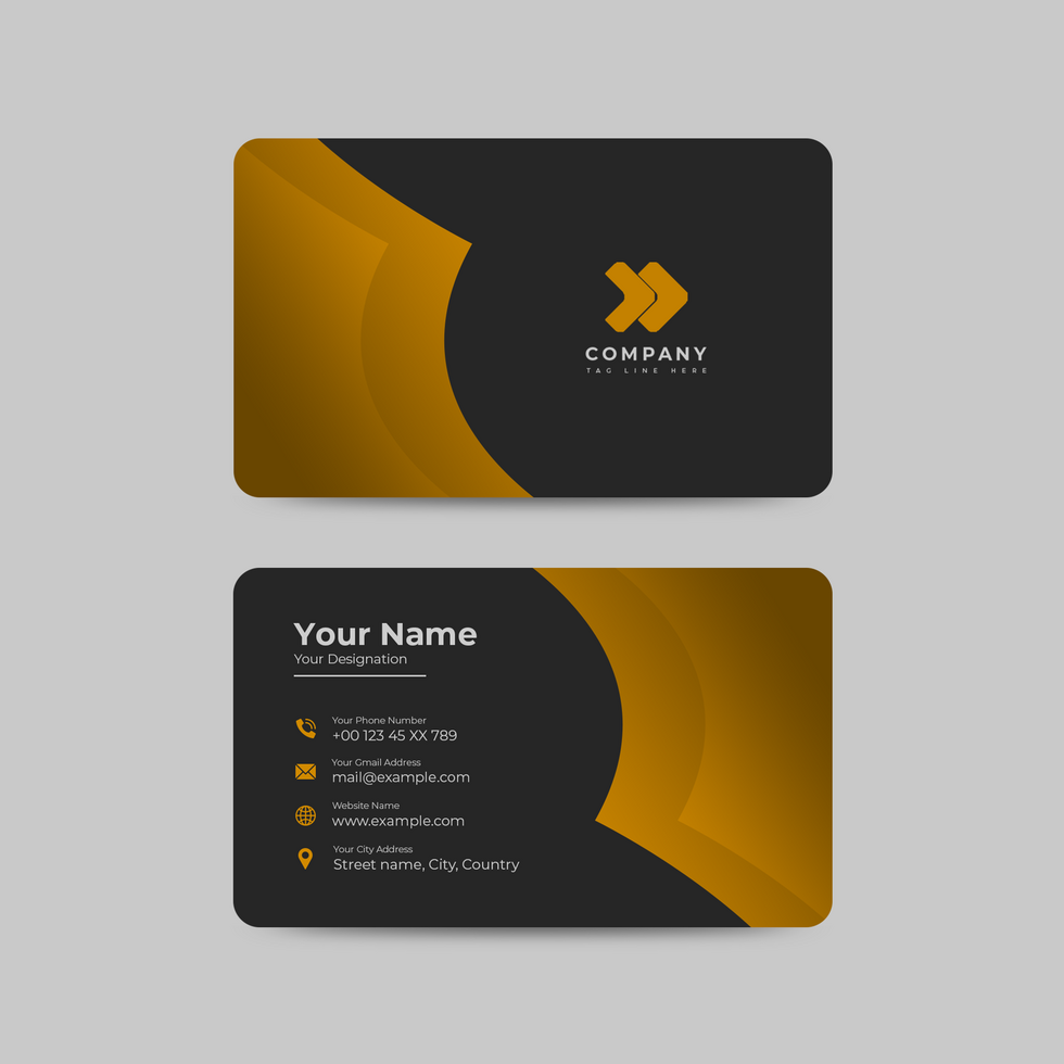 business card template with black and gold design psd