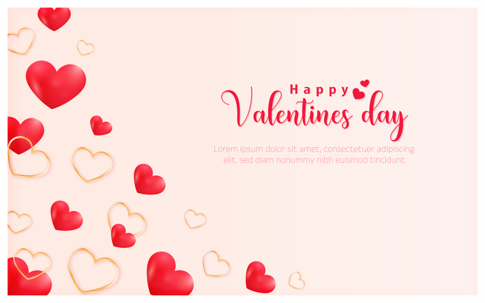 Romantic valentines day background and banner design for love psd