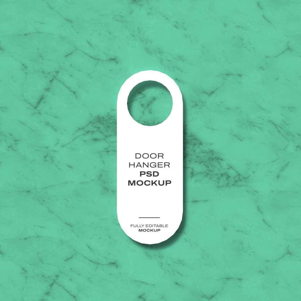 Realistic fully editable rounded door hanger mockup template psd