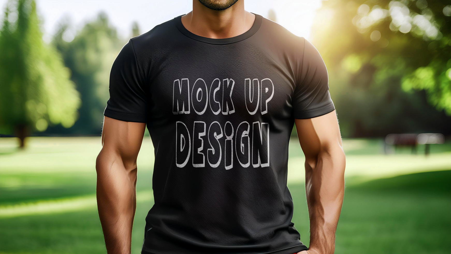 A man wearing a black t shirt mock-up psd