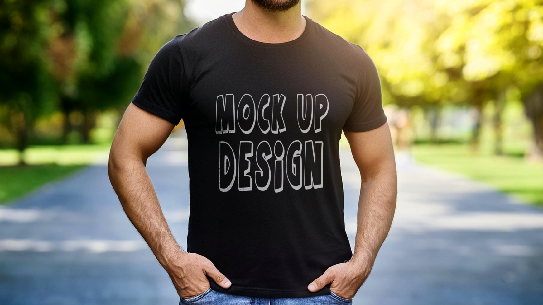 A man wearing a black t shirt mockup psd