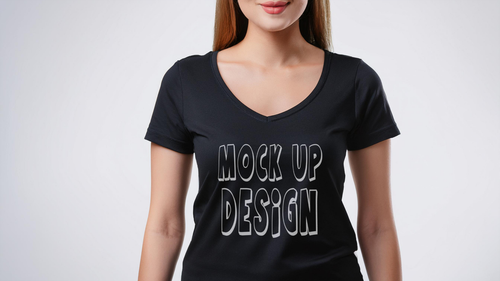 Woman Wearing A T shirt Mockup Design Template psd
