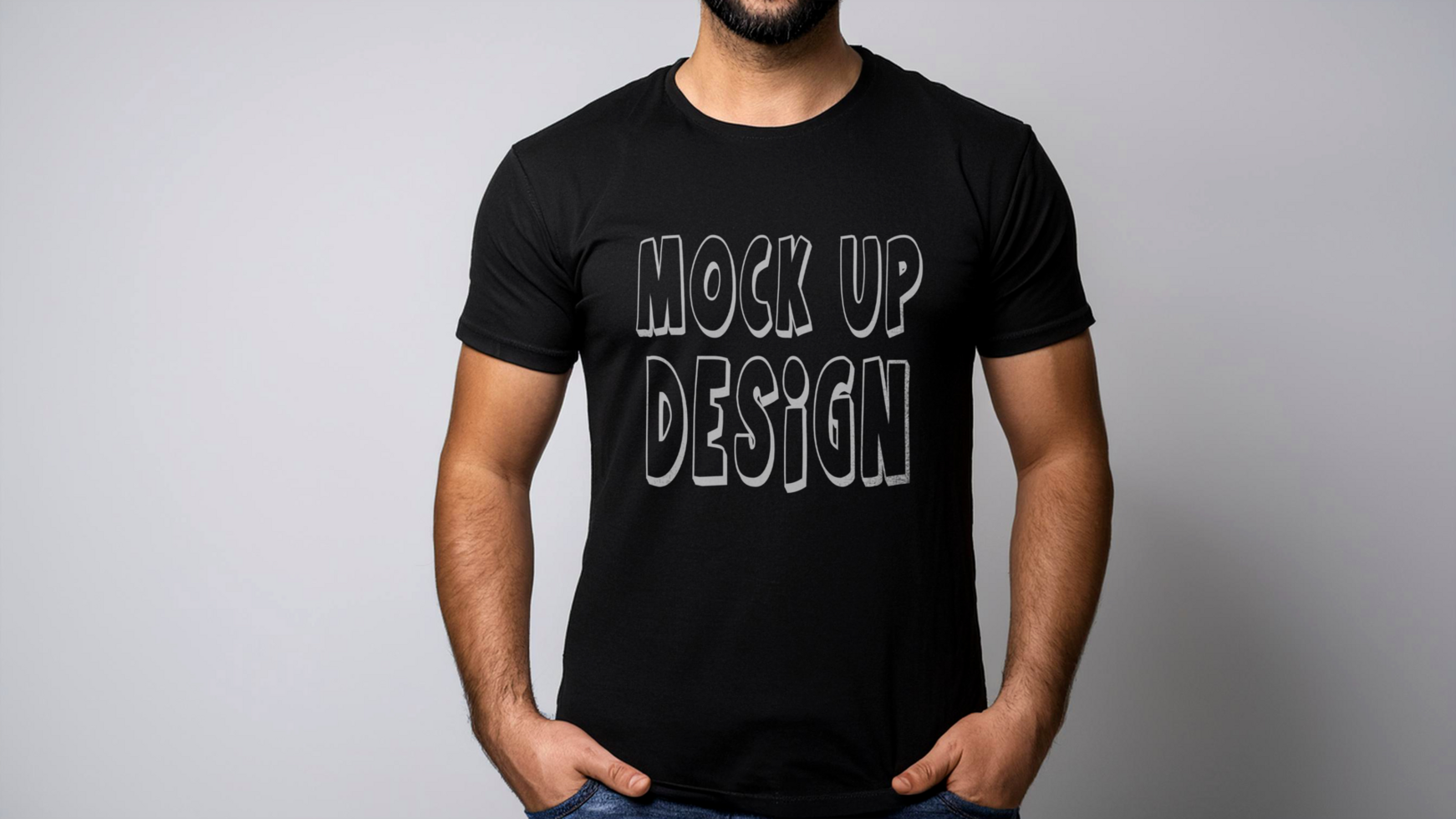 A man wearing a black t - shirt mockup psd