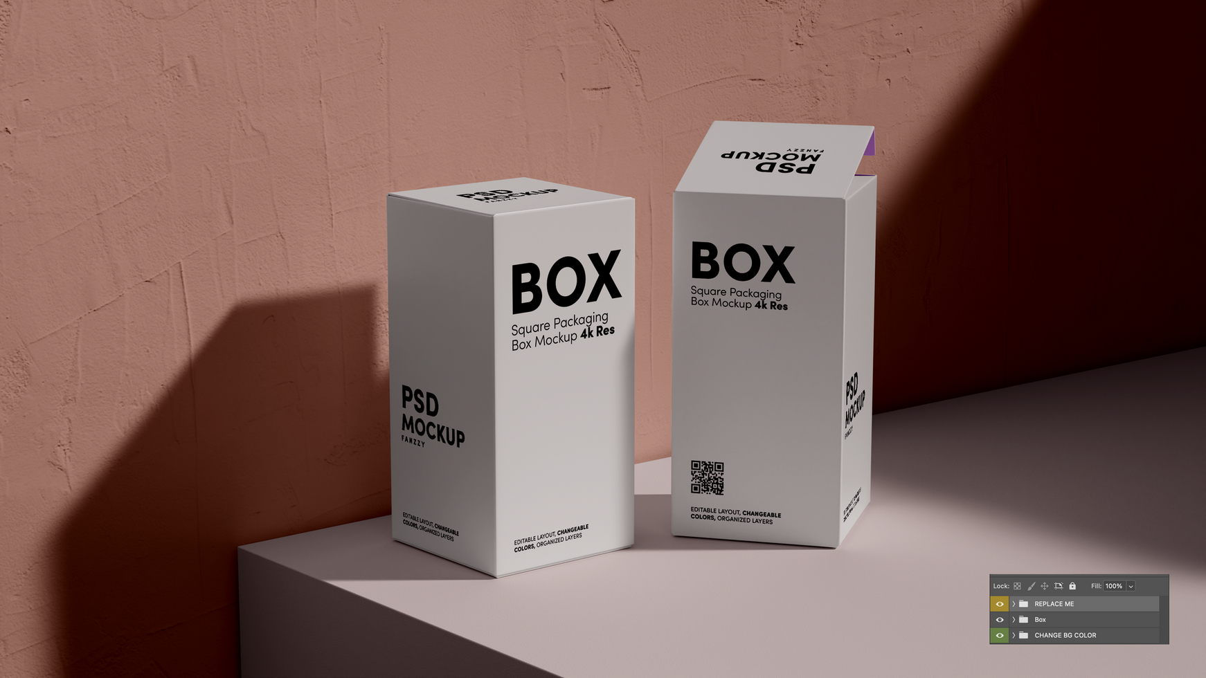 Two boxes mockup on a table psd