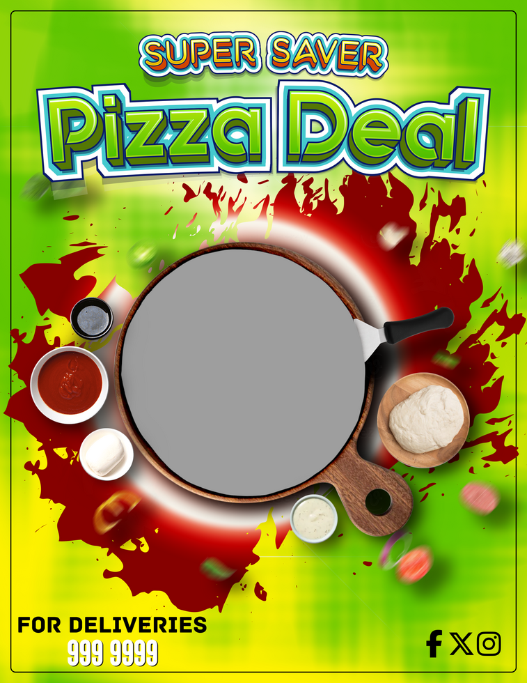 Food Menu and Delicious Pizza Flyer Template Design psd