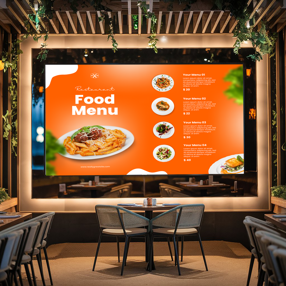 Tv screen menu mockup design psd