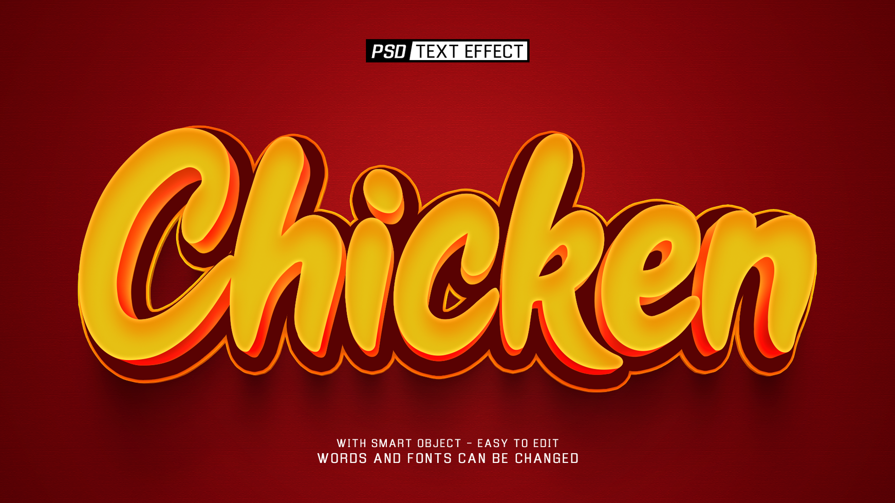 chicken 3d text effect psd