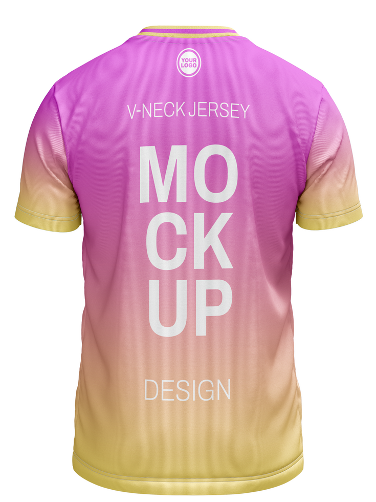 basic v neck tshirt jersey mockup back view psd