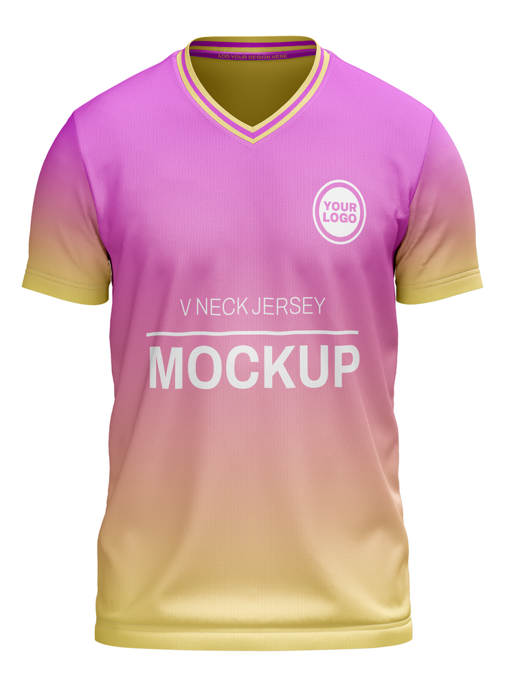 basic v neck tshirt jersey mockup front view psd