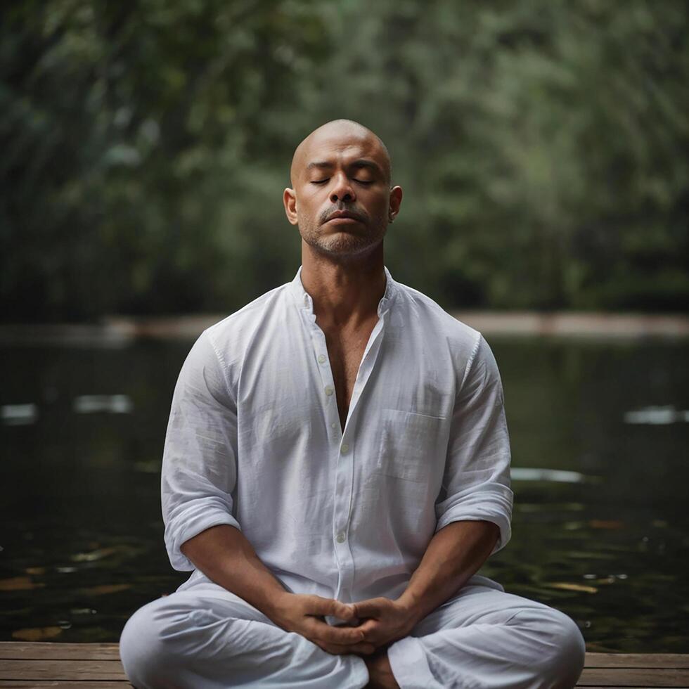 A man who is in a meditation photo