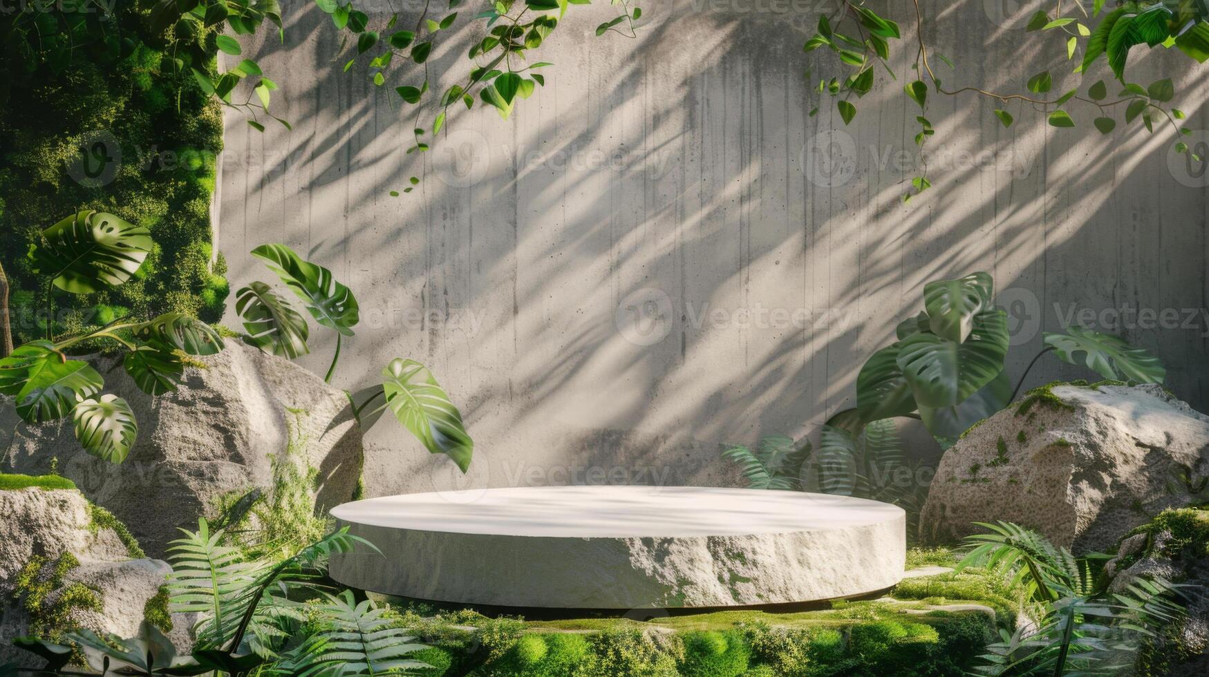 Concrete Platform Surrounded by Tropical Greenery photo