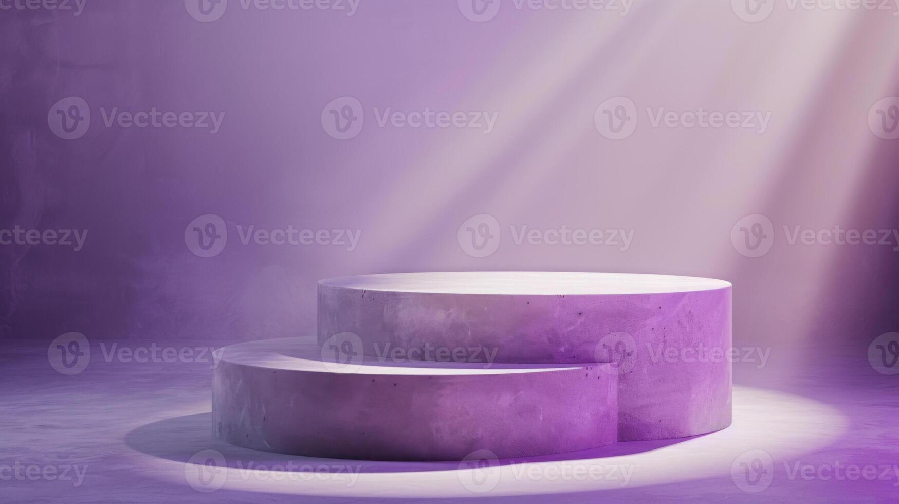 Two-Tiered Concrete Podium in Purple Spotlight photo