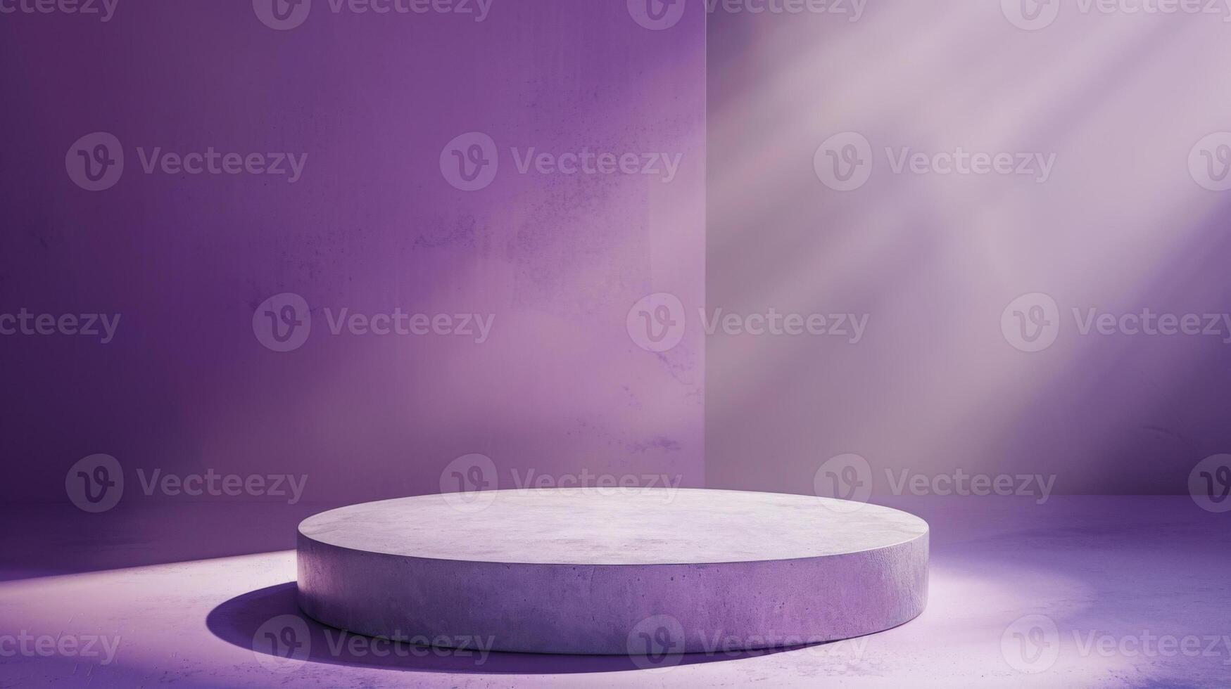 Concrete Platform with a Purple Background and Lighting photo