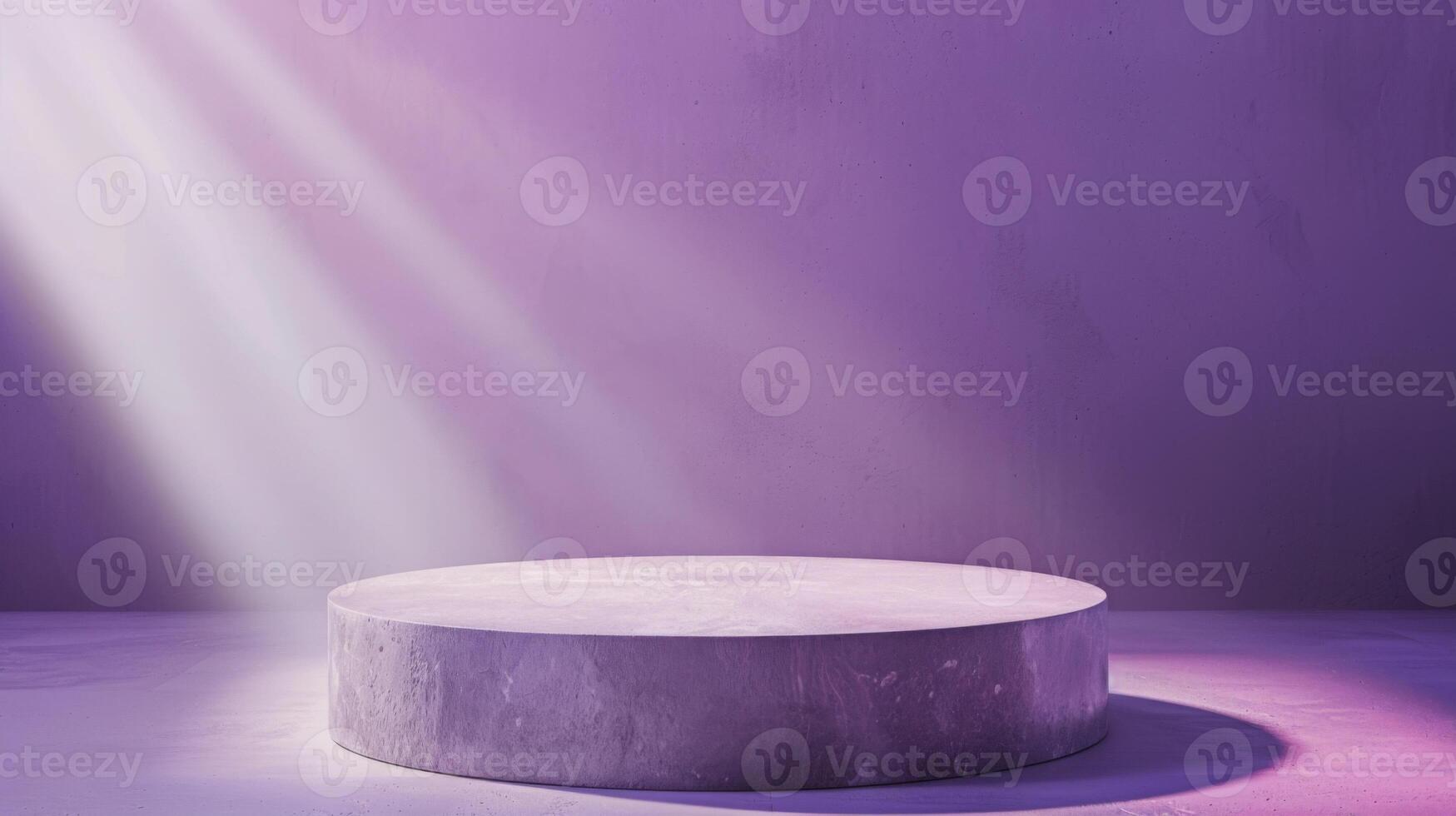 Concrete Platform with Purple Wall and Sunlit Spotlight photo
