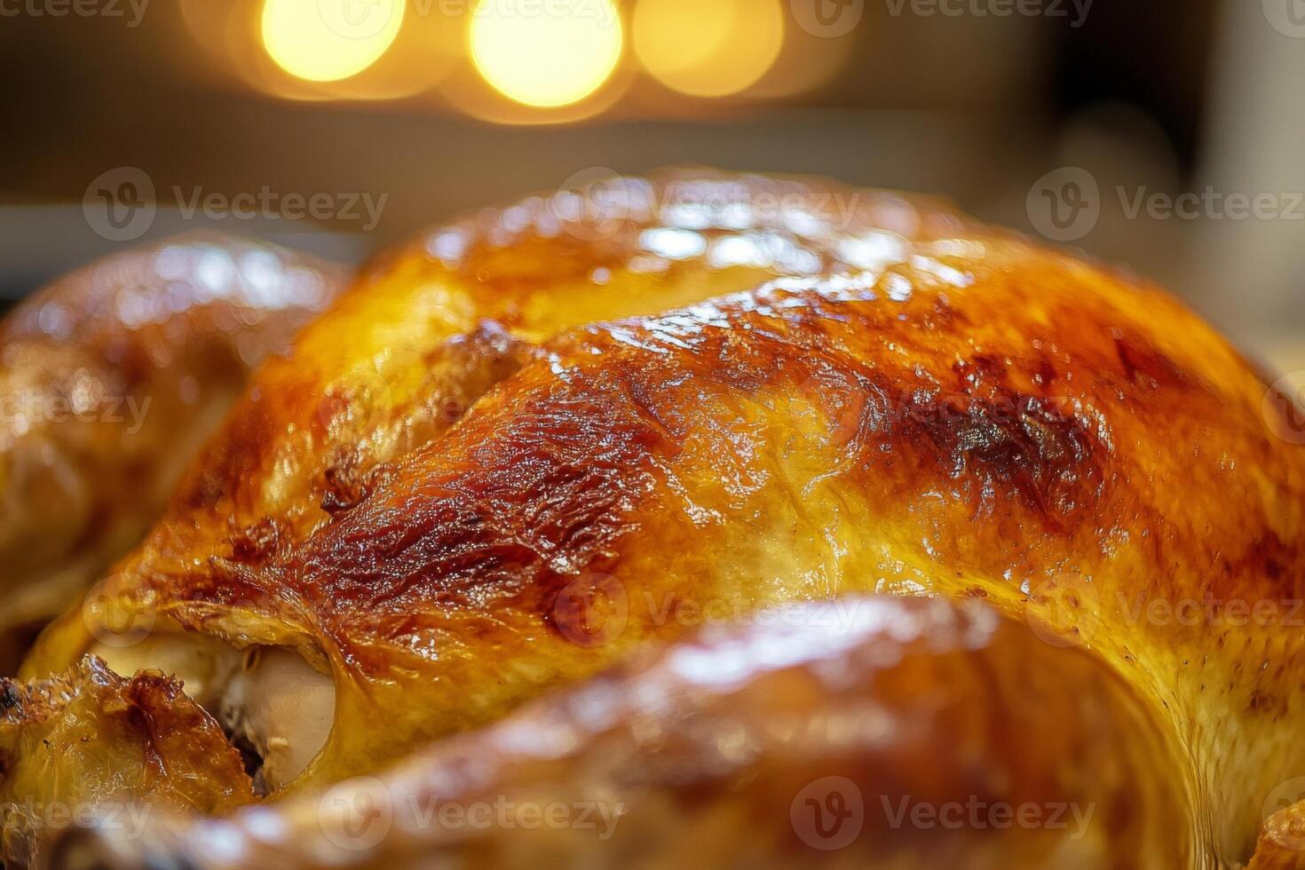 Close-up of a Roasted Turkey Breast with Golden Brown Skin photo