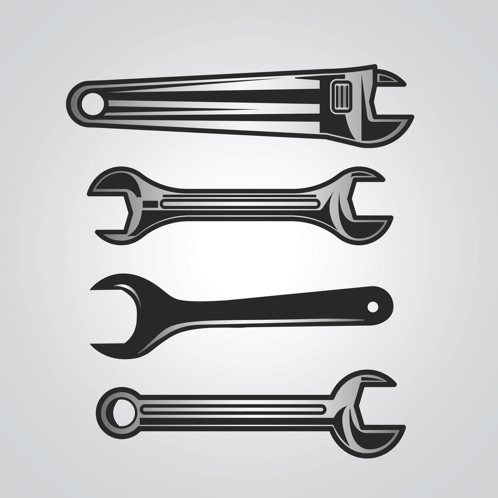 Rench tool hand drawn icon design template. design template vector