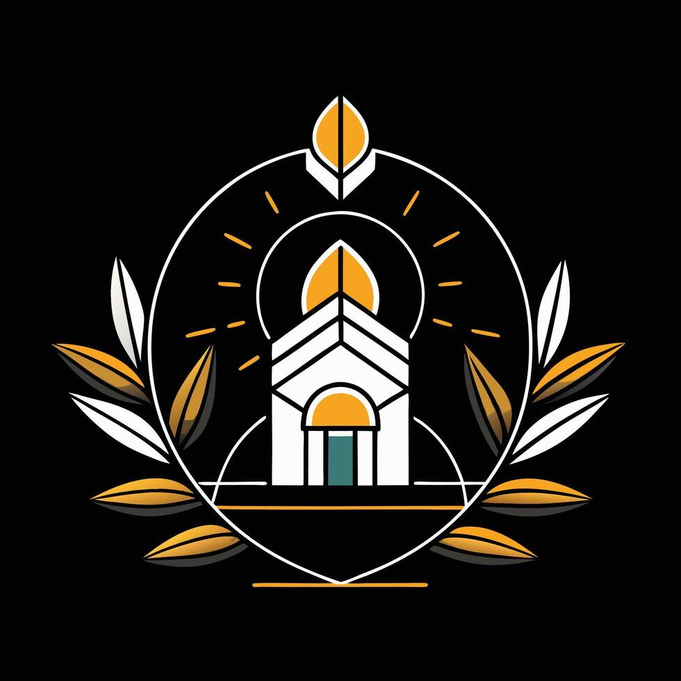 The logo for a church on a black background vector