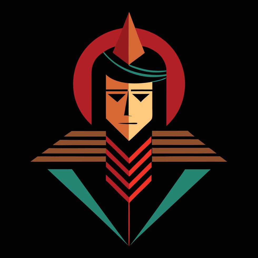 A man in a red and green costume with a red and green headdress vector