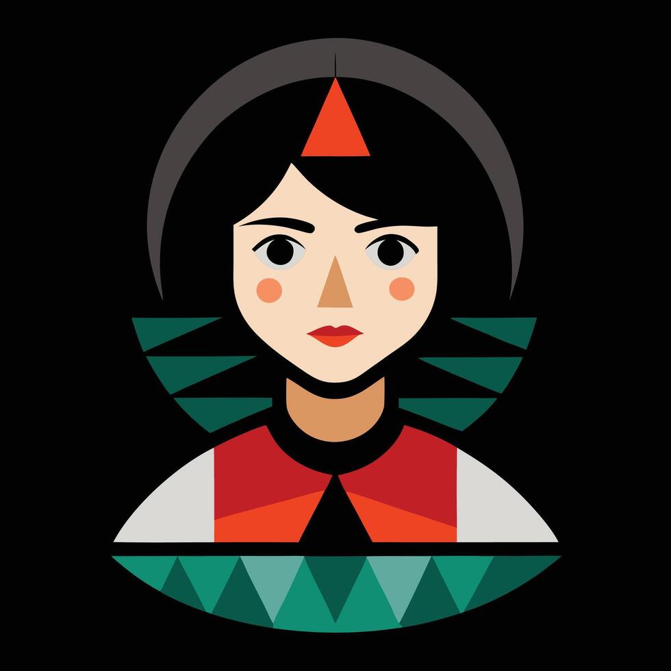 A woman with a red and green headdress vector