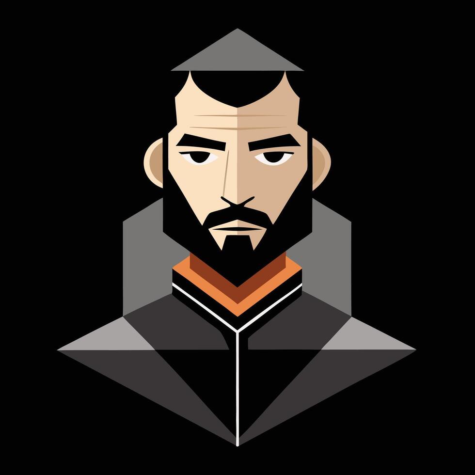 A man with a beard and a black jacket vector