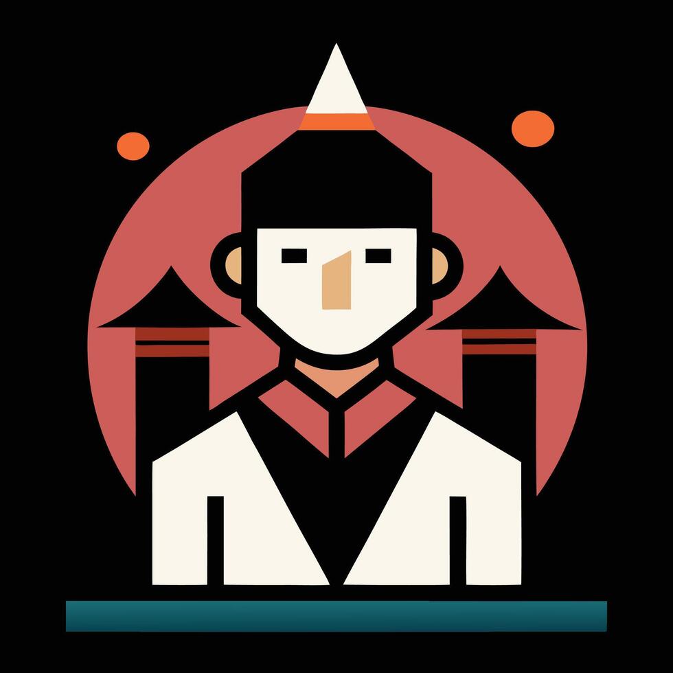 A man in a traditional costume with a hat on vector