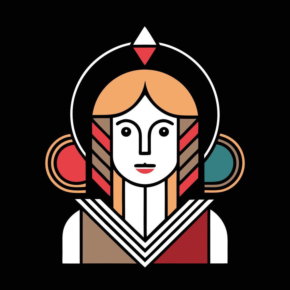 A woman with a colorful headdress on a black background vector