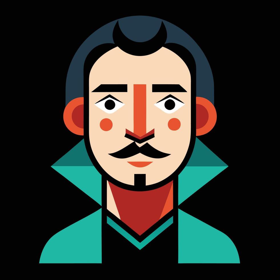 A man with a mustache and a green jacket vector