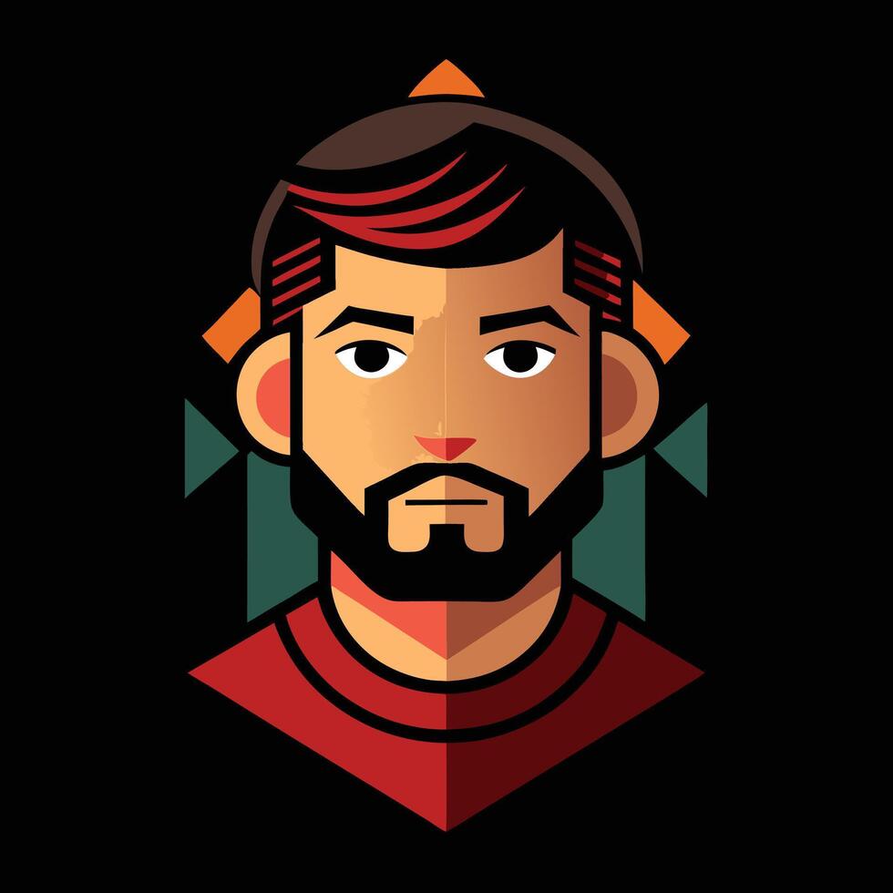 A man with a beard and red shirt vector