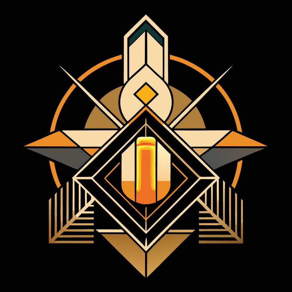 A gold and black geometric design on a black background vector