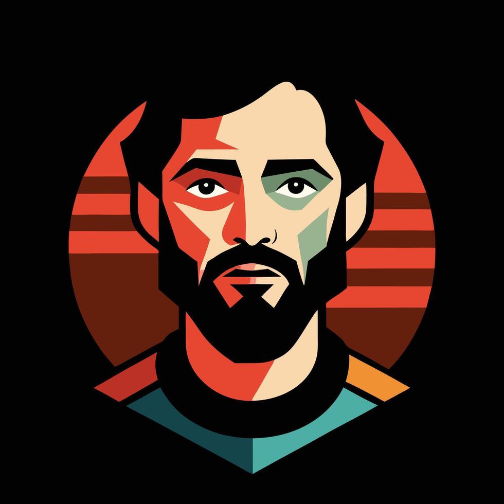 A man with a beard and a mustache in a colorful circle vector