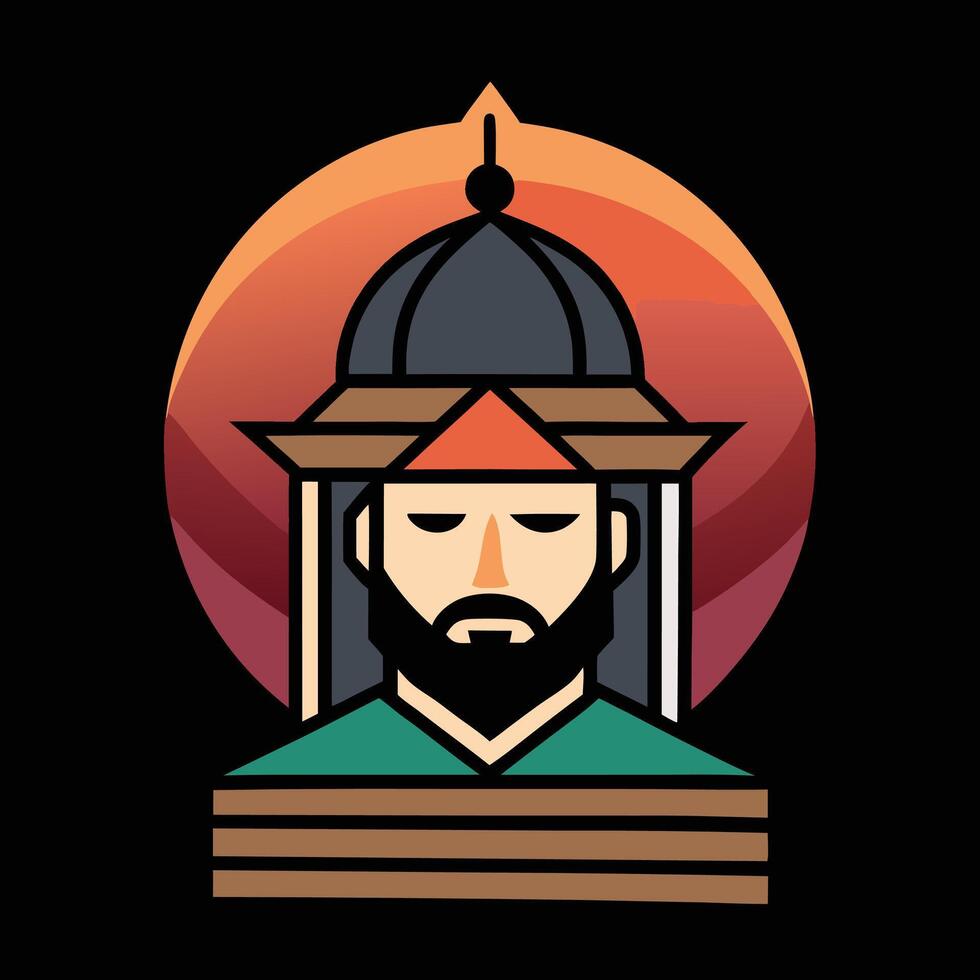 The logo for a man with a beard and hat vector