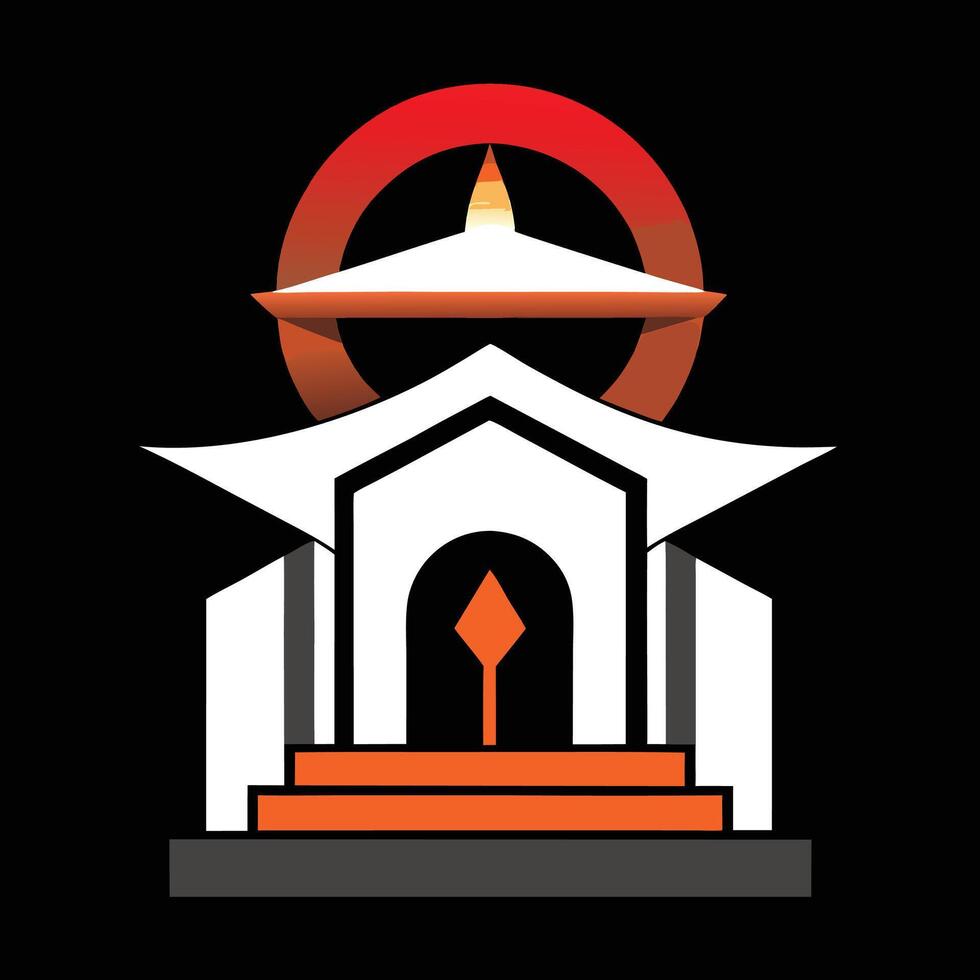 The logo for the temple is in the shape of a building vector