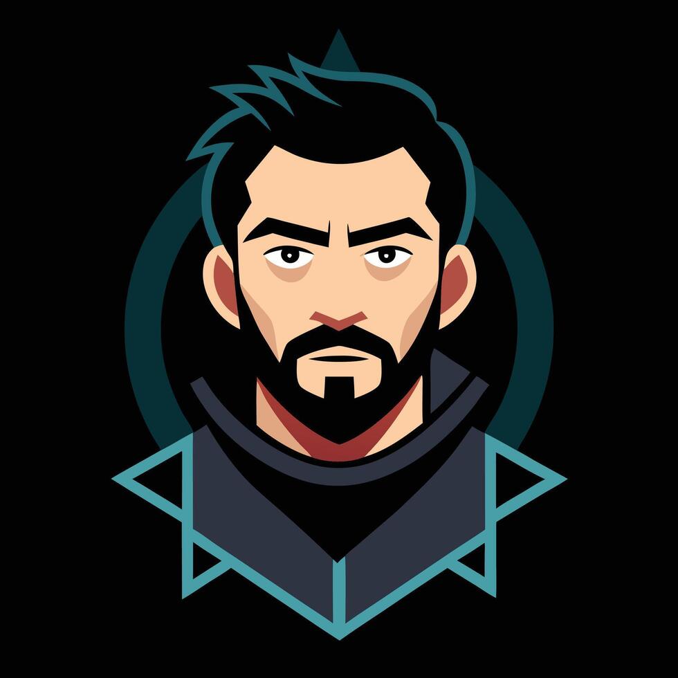 A man with a beard and a black shirt vector