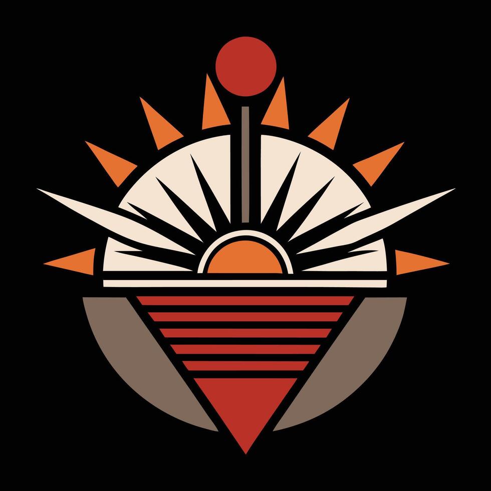 The sun is in the center of a triangle vector