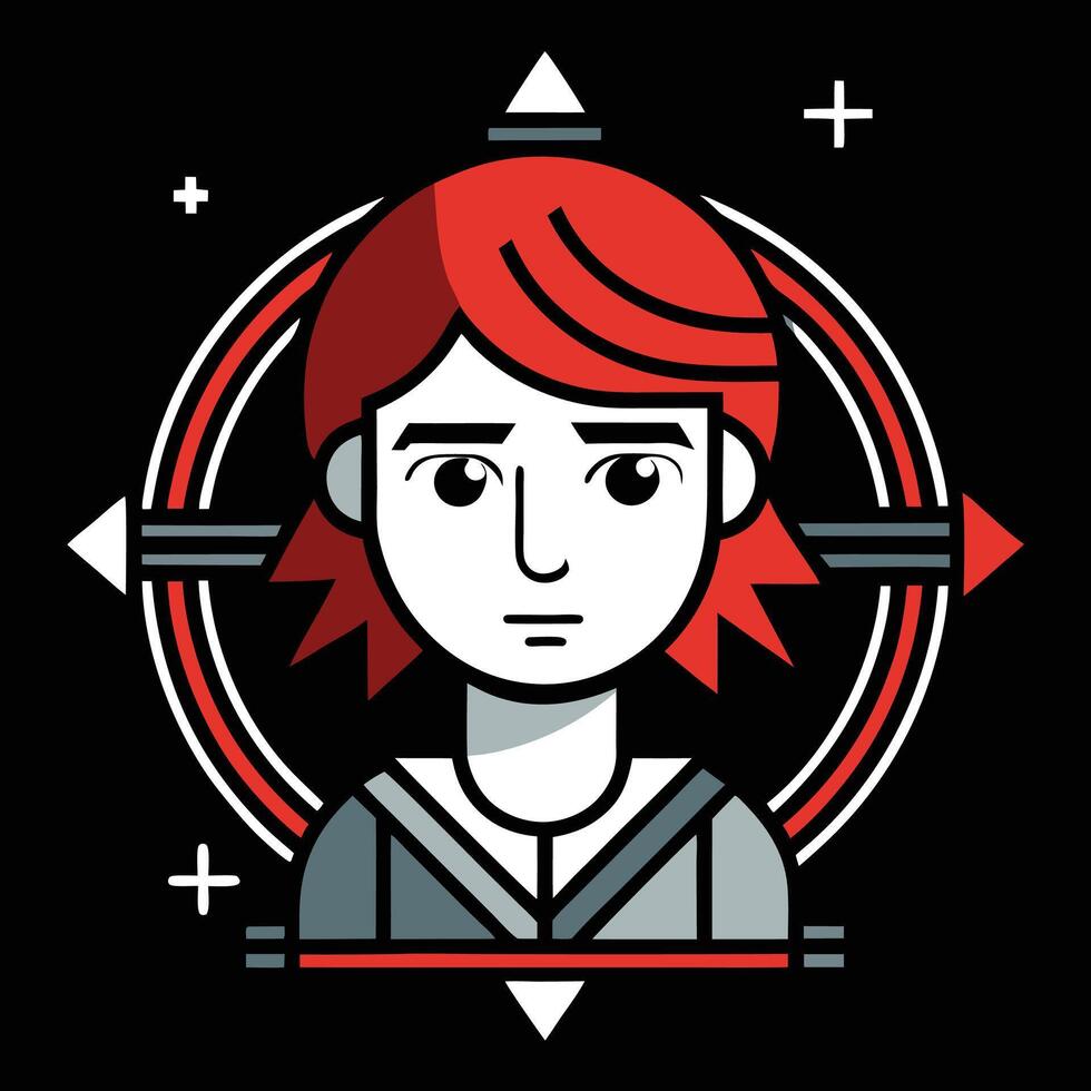 A woman with red hair and a black background vector