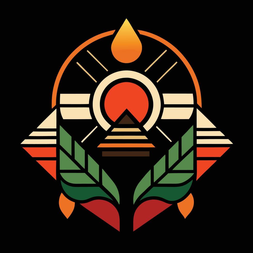 The sun is shining in the background of this logo vector