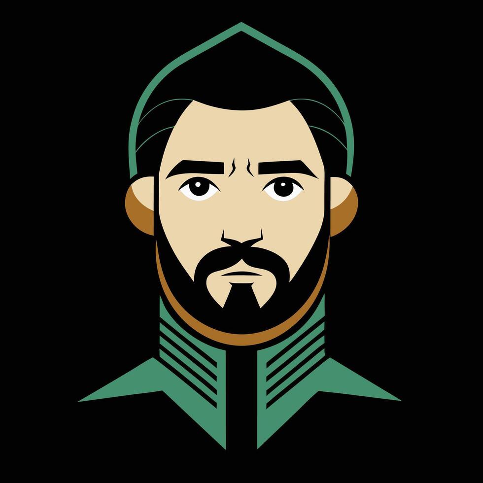 A man with a beard and a green shirt vector