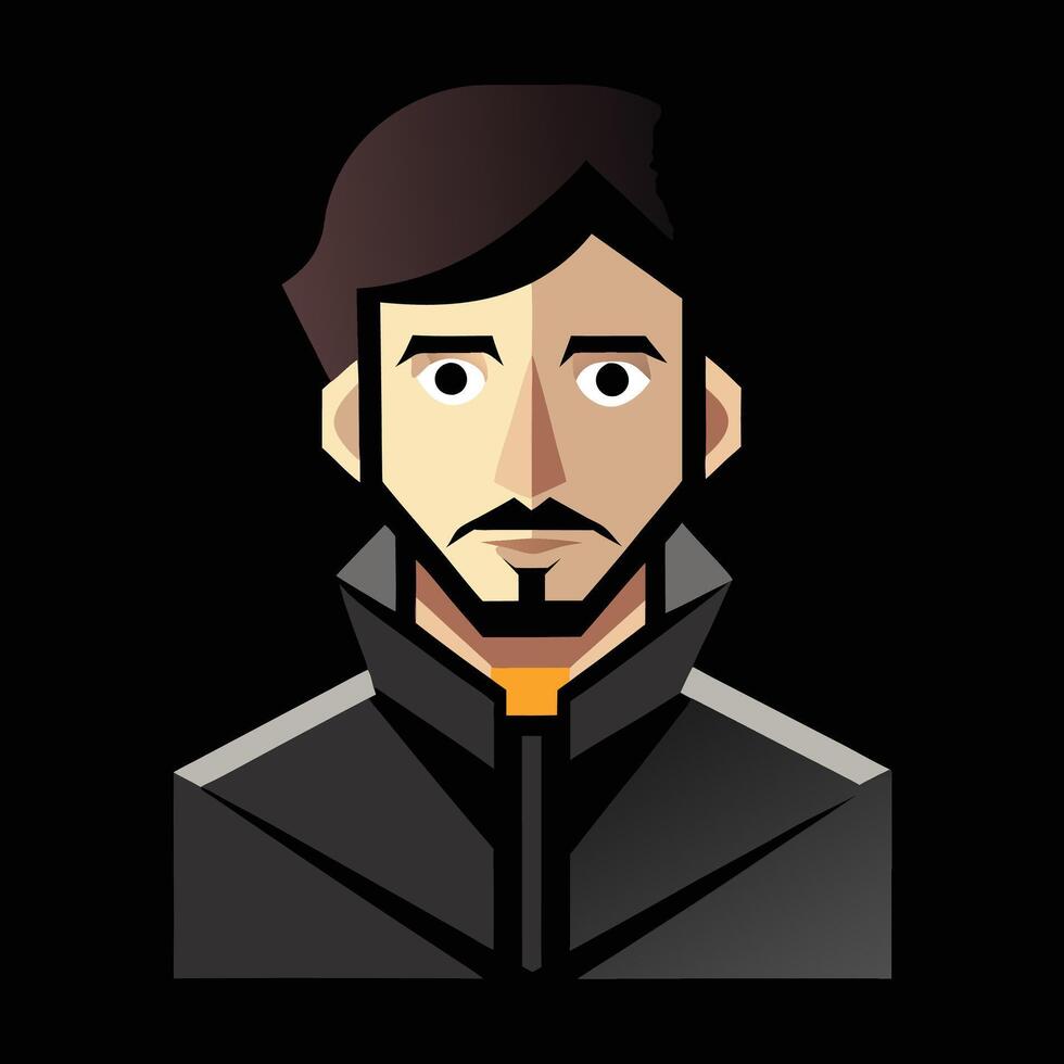 A man with a beard and a black jacket vector