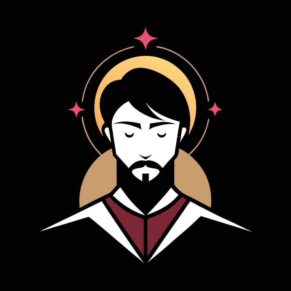 The face of a man with a beard and a crown vector