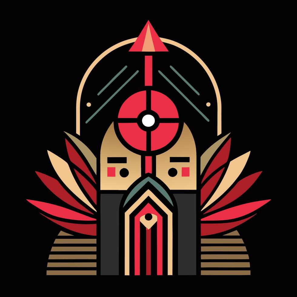 An illustration of a man with a red and black headdress vector