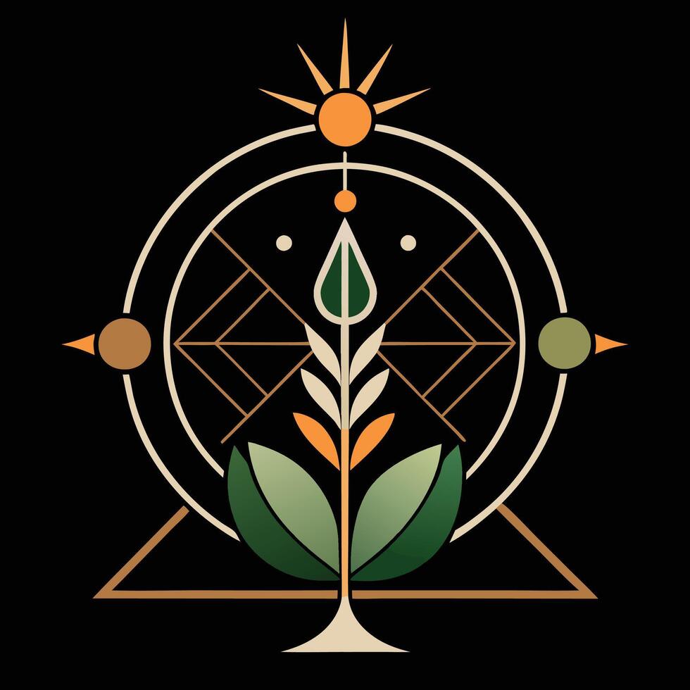 The logo for the company is a tree with leaves and sun vector