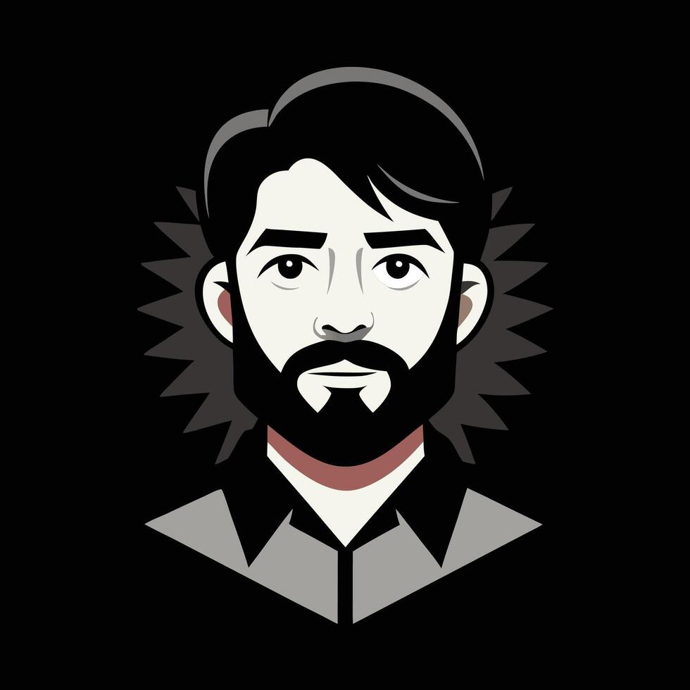 A man with a beard and a beard on his face vector