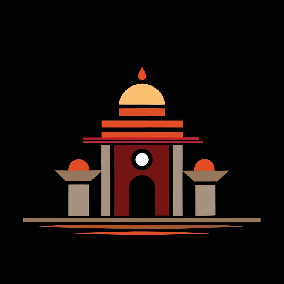 A temple with a dome and a tower vector