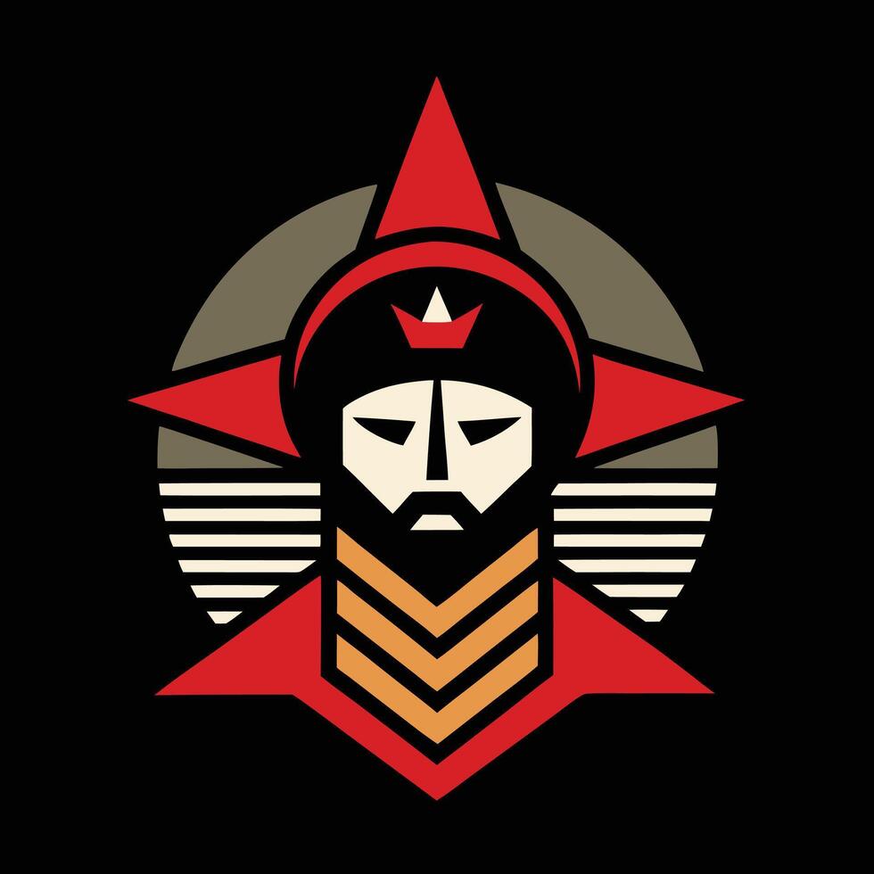 The logo for the band is a red and black man with a star on his head vector