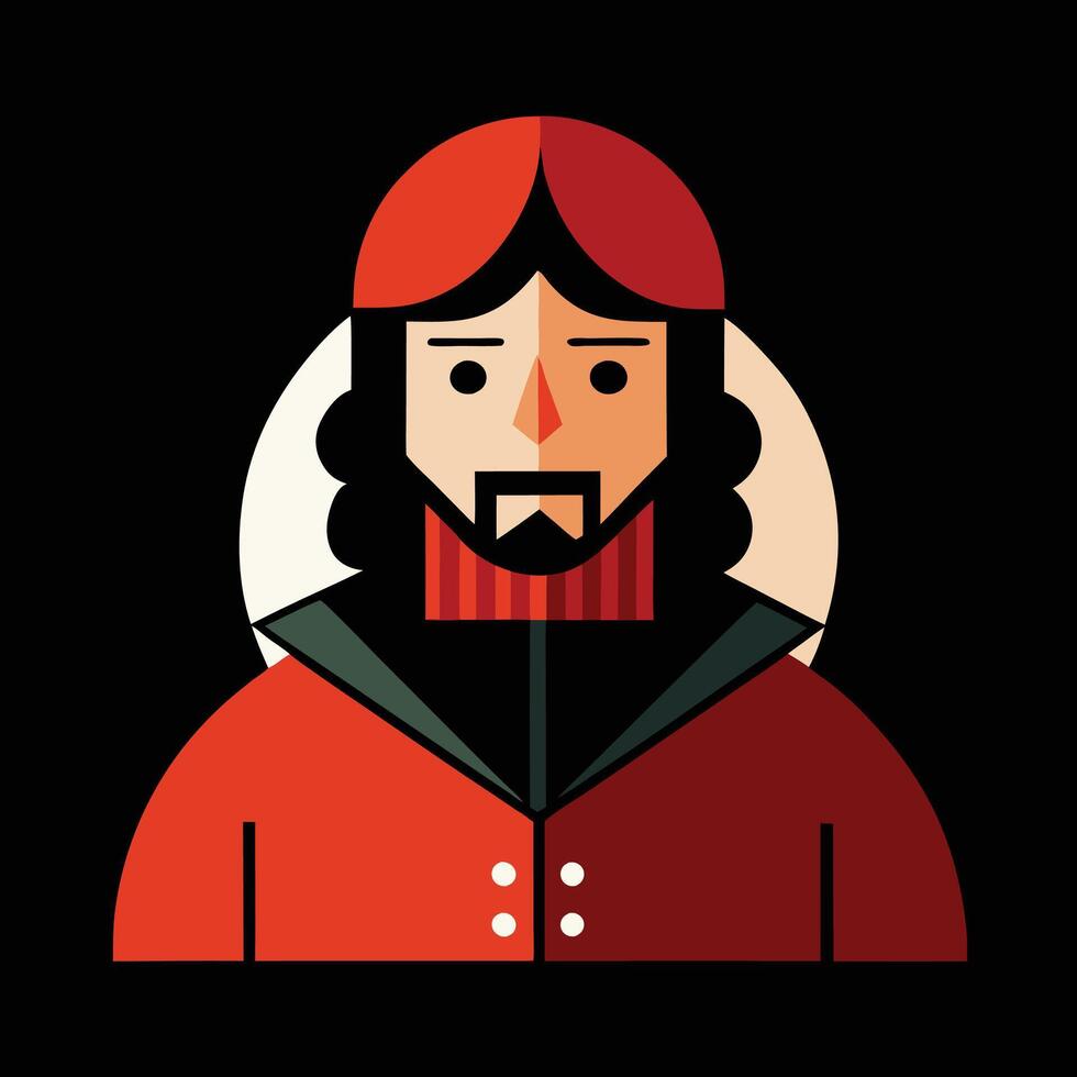 A man with a beard and red hat vector