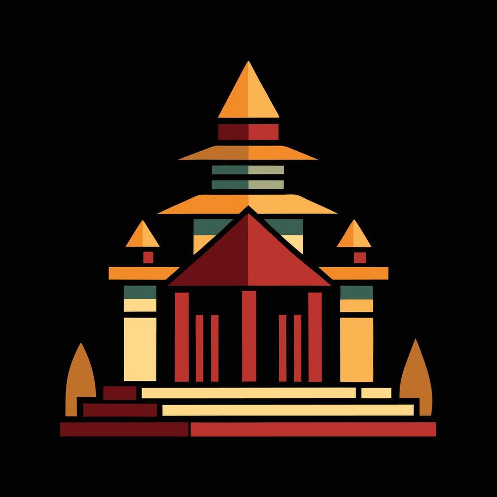 An illustration of a temple with a tower vector